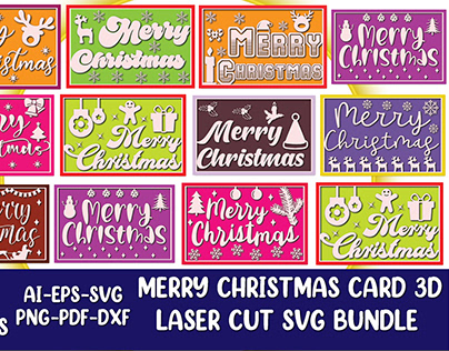 Christmas Card 3D Laser Cut SVG Bundle
