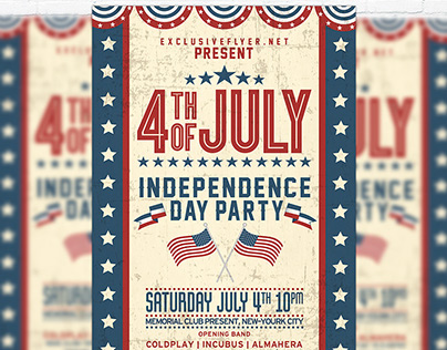 4th of July Party - Flyer Template + Facebook Cover