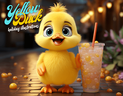 Illustration of yellow duck - holiday illustration