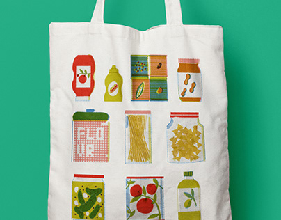 Pantry grocery bag illustration