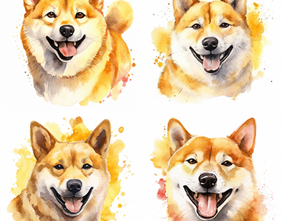 Cute watecolor dogs cliparts png transparent