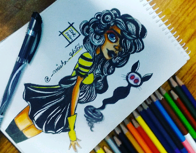 #doodle  #girl #sketching  #bigeyes  #pencilcolour