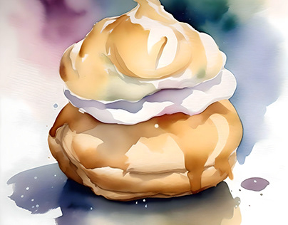 National Cream Puff Day A - January 2 - Watercolors