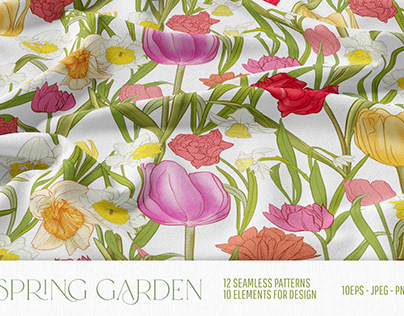 Spring Garden Seamless Patterns