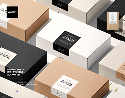 Mailing Boxes with Stickers Mockup