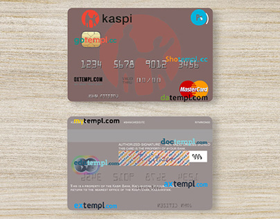 Kazakhstan Kaspi Bank mastercard template