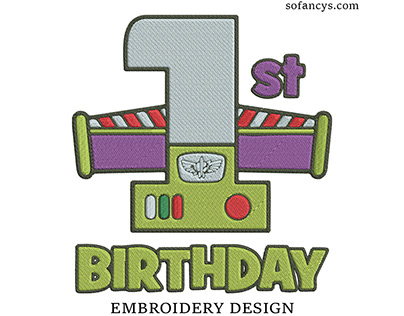 1st Birthday Buzz Lightyear Embroidery Designs