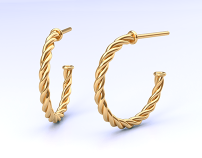 Hoop Earrings Rope 3D Modeling