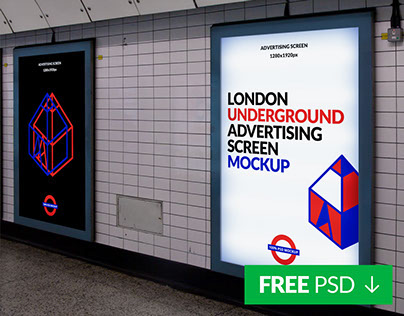 Free London Underground Ad Screen Mockup