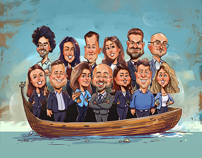 Corporate Characters: Team in Caricature