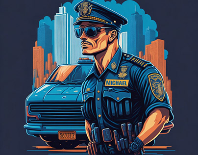Police Dad Illustration NYPD Police Officer