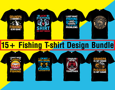 15+ Fishing T-shirt design bundle