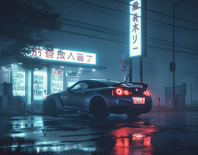 Hyper realistic anime style Nissan GTR R35