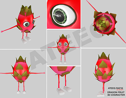DRAGON FRUIT LOW POLY 3D CHARACTER