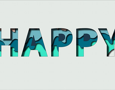Word “Happy” in paper cut style.