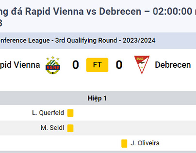 Trận đấu Rapid Vienna vs Debrecen ngày 11-08-2023
