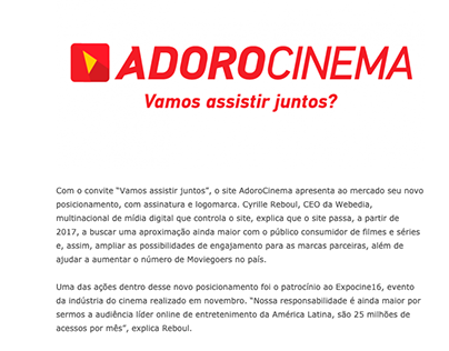 Publisher no Novo Posicionamento do AdoroCinema 2016