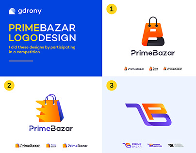 Prime Bazar e-Commerce Online Shopping Logo Design