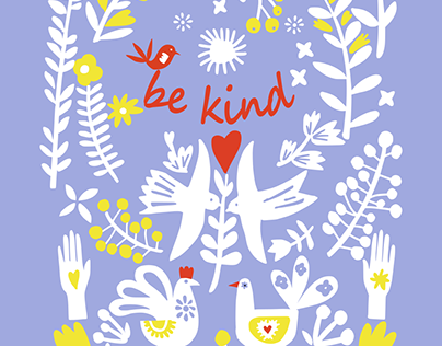 folk art illustration:be kind