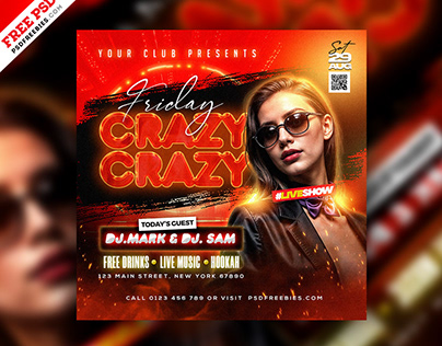 Free PSD | Crazy Weekend Party Instagram Post PSD