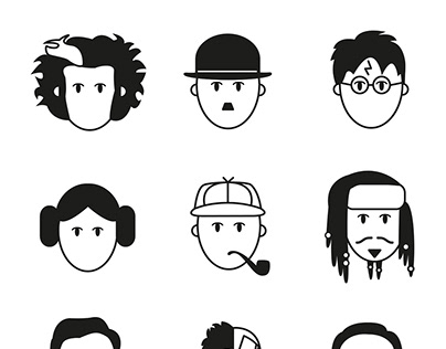 Icon set for movie characters
