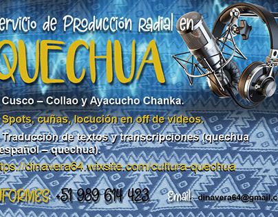 Flyer de locución radial en quechua