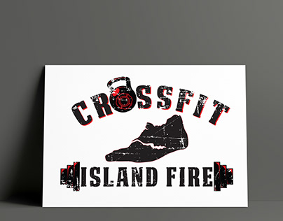 Crossfit Island Fire Logo Design and Distressed Flag
