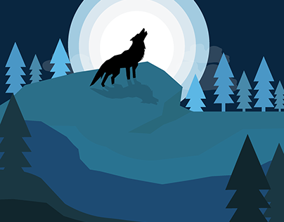 wolf nature illustration flat design
