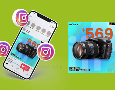 Sony Alpha camera social media post design. saifur anik