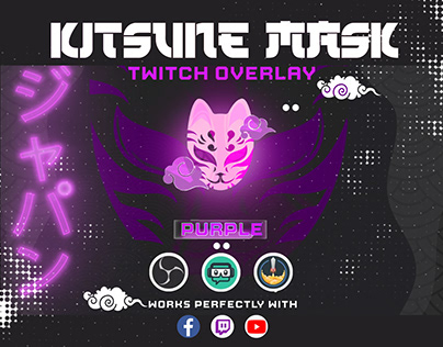 Purple Kitsune Mask / Twitch Assets / Overlays