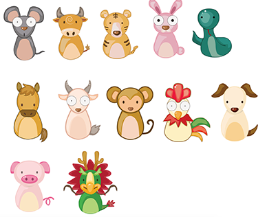 Chinese Zodiac Animal Illustrations