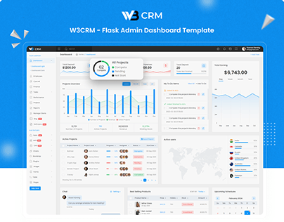 Project thumbnail - W3CRM - Flask Admin Dashboard Template