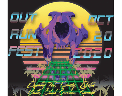 Outrun Fest: Music Fesitval Flyer and misc. Items