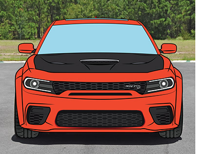 A painted Dodge Charger Hellcat