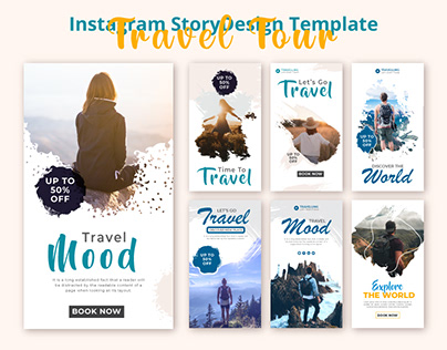 Travel Tour Instagram Post and Story Template Design