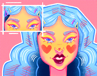 Blue Hair Girl - Portrait Illustration