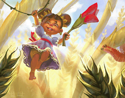 "Thumbelina" storybook illustration