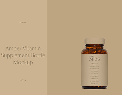 Amber Vitamin Supplement Bottle Mockup No. 6