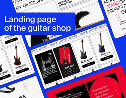 Landing page of the guitar shop
