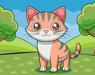 animal cat cute background is tree