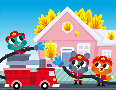 Illustration for kids "Extinguish the fire"