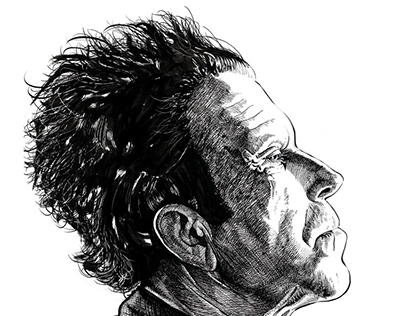 Tom Waits, ink drawing