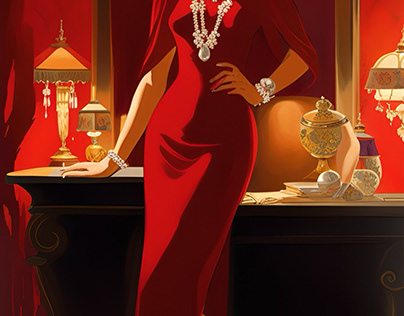 Vintage lady in red