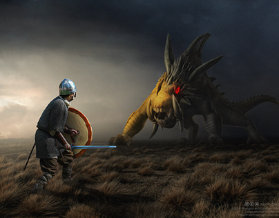 Knight Fighting Against Monster Photo Manipulation