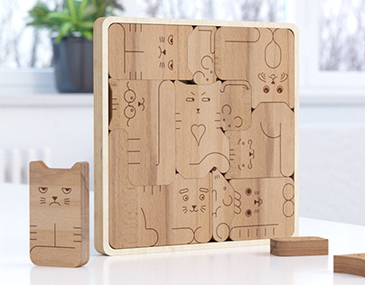 Wooden puzzles Cats&Mouse