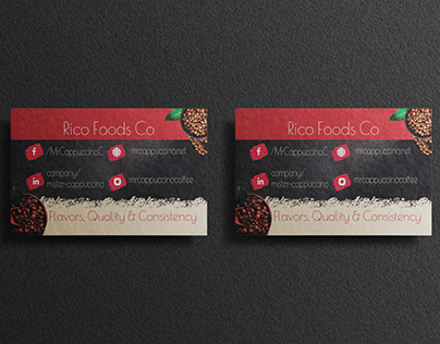 Rico Foods Mr. Cappuccino Business Cards Design