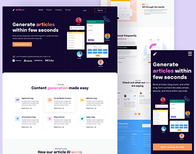 AI Content Writing Tools Landing Page