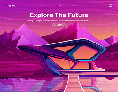 Landing page illustration for future world