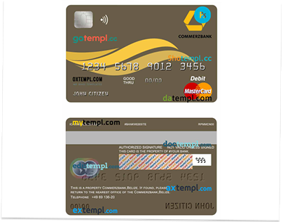 Belize Commerzbank mastercard template