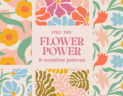 Flower Power. Seamless patterns
